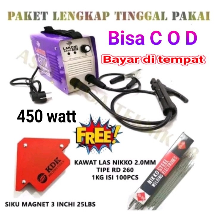 Paket Lengkap Mesin Las Lakoni Mesin Las Inverter Lakoni 450watt Basic 124ix
