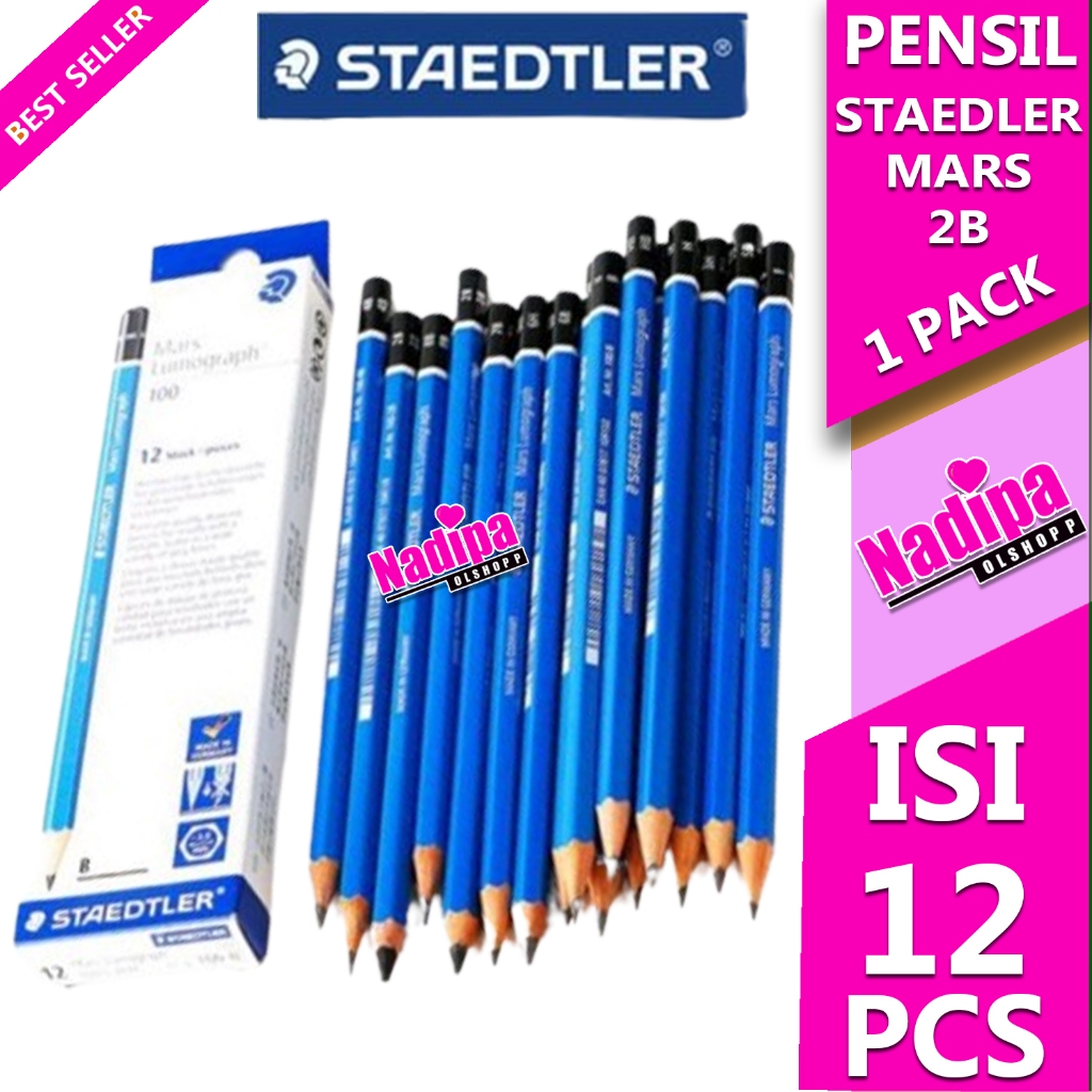 

PENSIL STAEDTLER MARS LUMOGRAPH 100 2B 1 PACK ISI 12 PCS NADIPA OLSHOPP