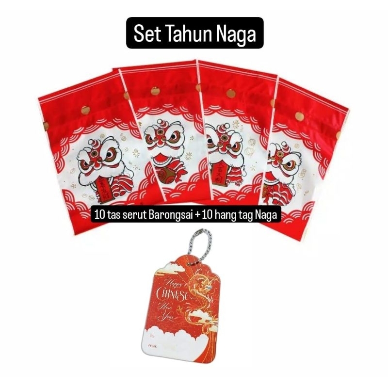 

Goodie Bag Tas Pita Serut Imlek CNY 10 PCS Candy Pouch Ribbon Drawstring Doff Packaging Gift Hampers