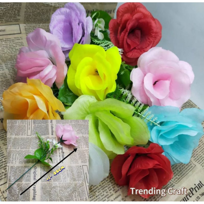 Bunga Mawar Mekar 1 Tangkai-Bunga Mawar Bijian-bunga Mawar Artificial-Mawar Mekar