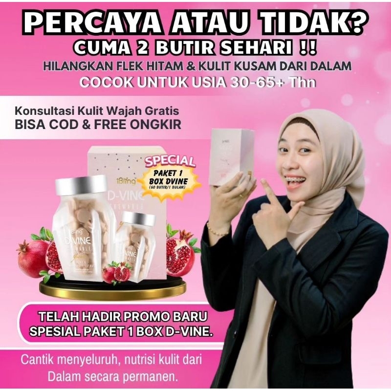 D-VINE Candy ISI 20 BUTIR Collagen Herbal 100% Asli Anti Aging Pemutih Wajah Herbal Original