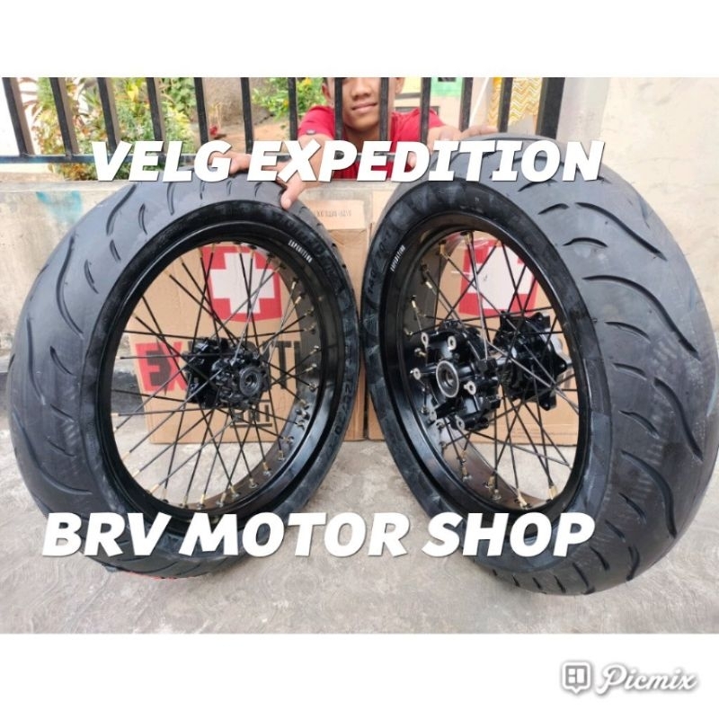 velg Honda crf150L. Supermoto Crf velg expedition 300-350-17 tromol ORI ban maxxis