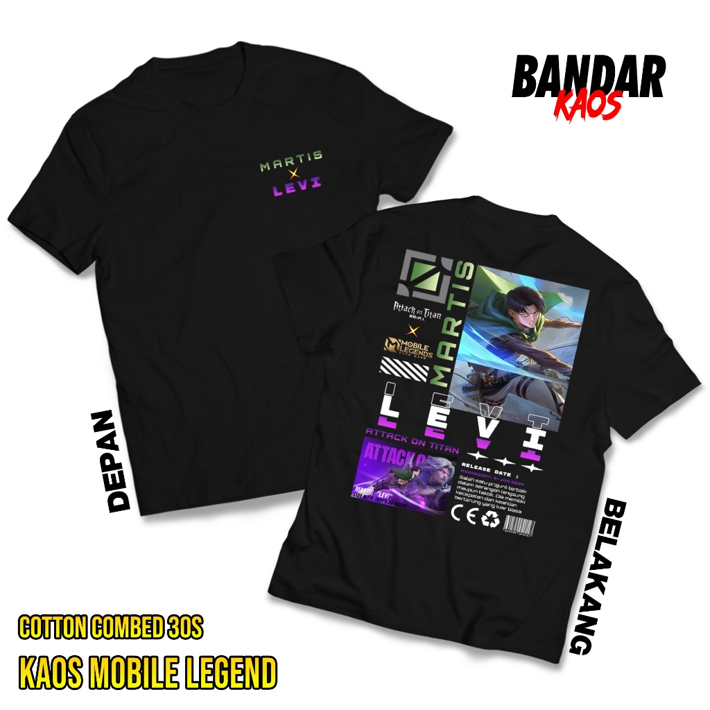 Bandar Kaos Mobile Legend X Attack On Titan - Martis Levi Ackerman AOT - Kaos ML Martis Fighter - Ba