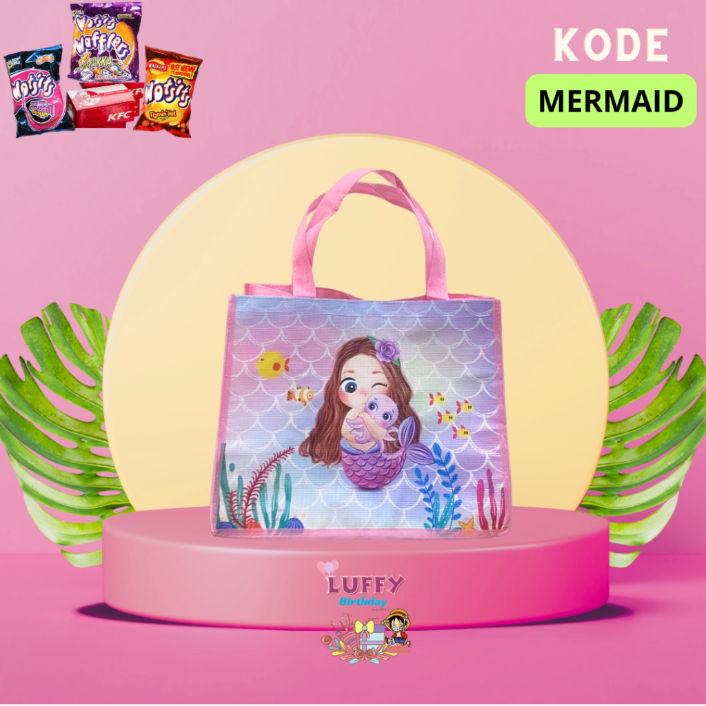 

TAS ULTAH TERMURAH / MOTIF MERMAID / TAS ULANG TAHUN / TAS READY STOK GOODIE BAG BINGKISAN SOUVENIR ANAK LANDSCAPE 20X25X13