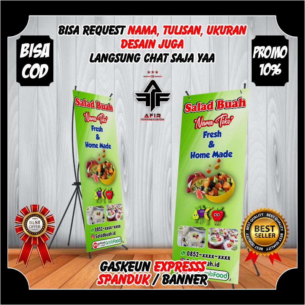SPANDUK SALAD BUAH / BANNER JUALAN SALAD BUAH BISA CUSTOM UKURAN