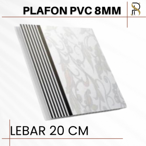 Plafon PVC Warna Putih silver Motif Bunga dan Garis (SP21)