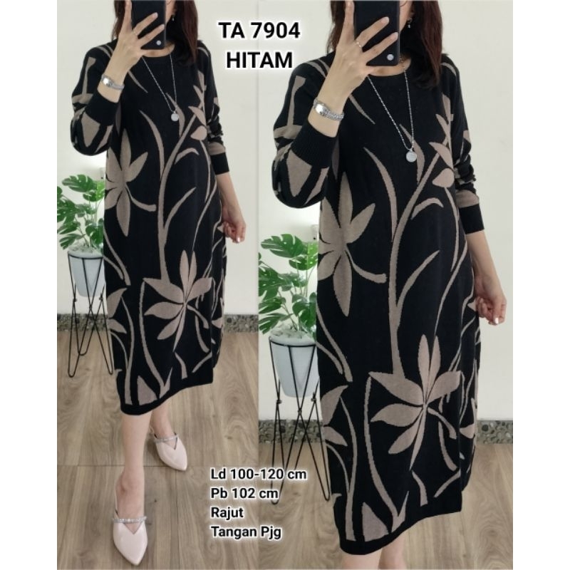 7904# Long Tunik Rajut Bangkok Bunga