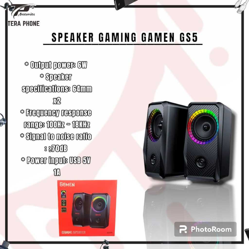 SPEAKER PC LAPTOP SPEAKER GAMING GAMEN GS5 LED RGB