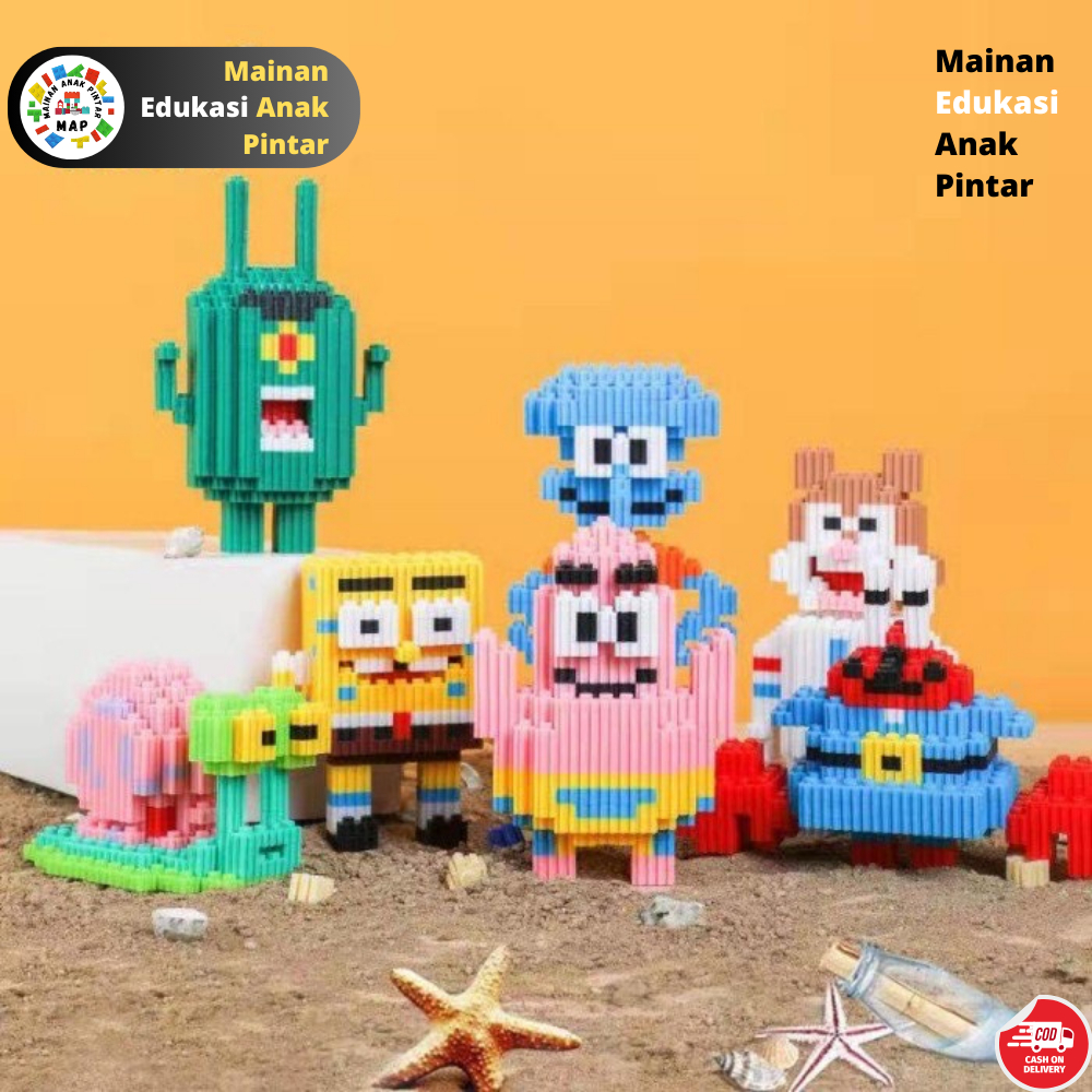 Mainan Balok Susun Nano Blocks Bricks Lego Kartun Spongebob and Friends Edukasi Anak