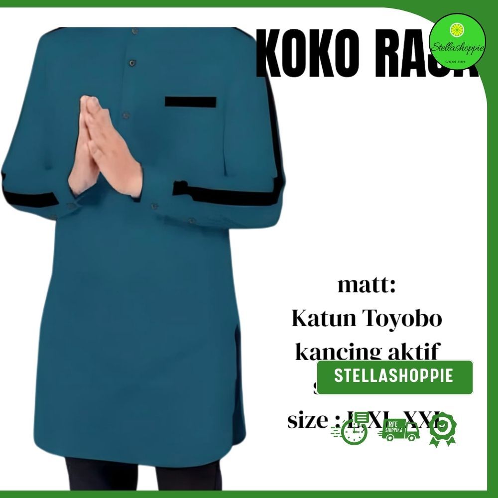 STELLASHOPPIE Koko RAJA Baju Koko Pria Lengan Panjang Model Pakistan Katun Adem Ukuran L XL XXL RAJA