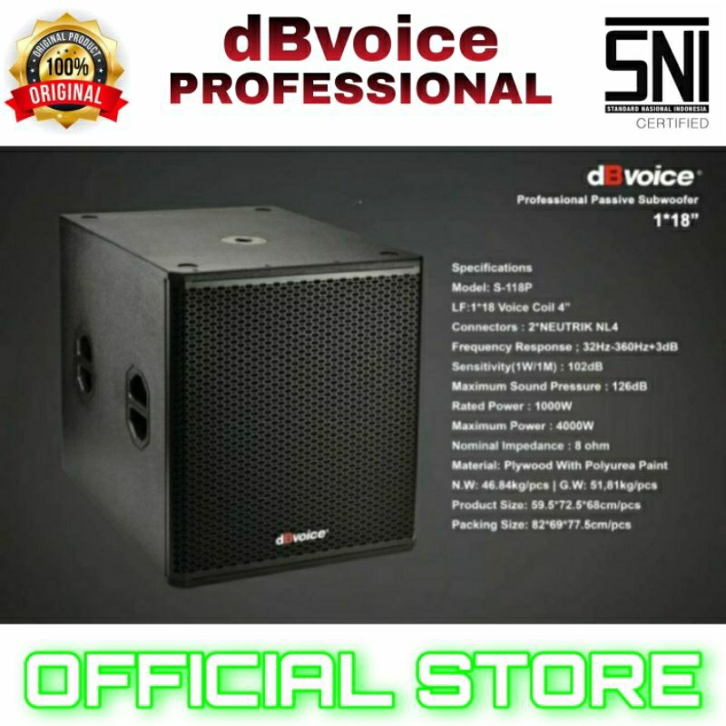 speaker pasif subwoofer 18 inch db voice s118p speaker subwoofer 18 inch original