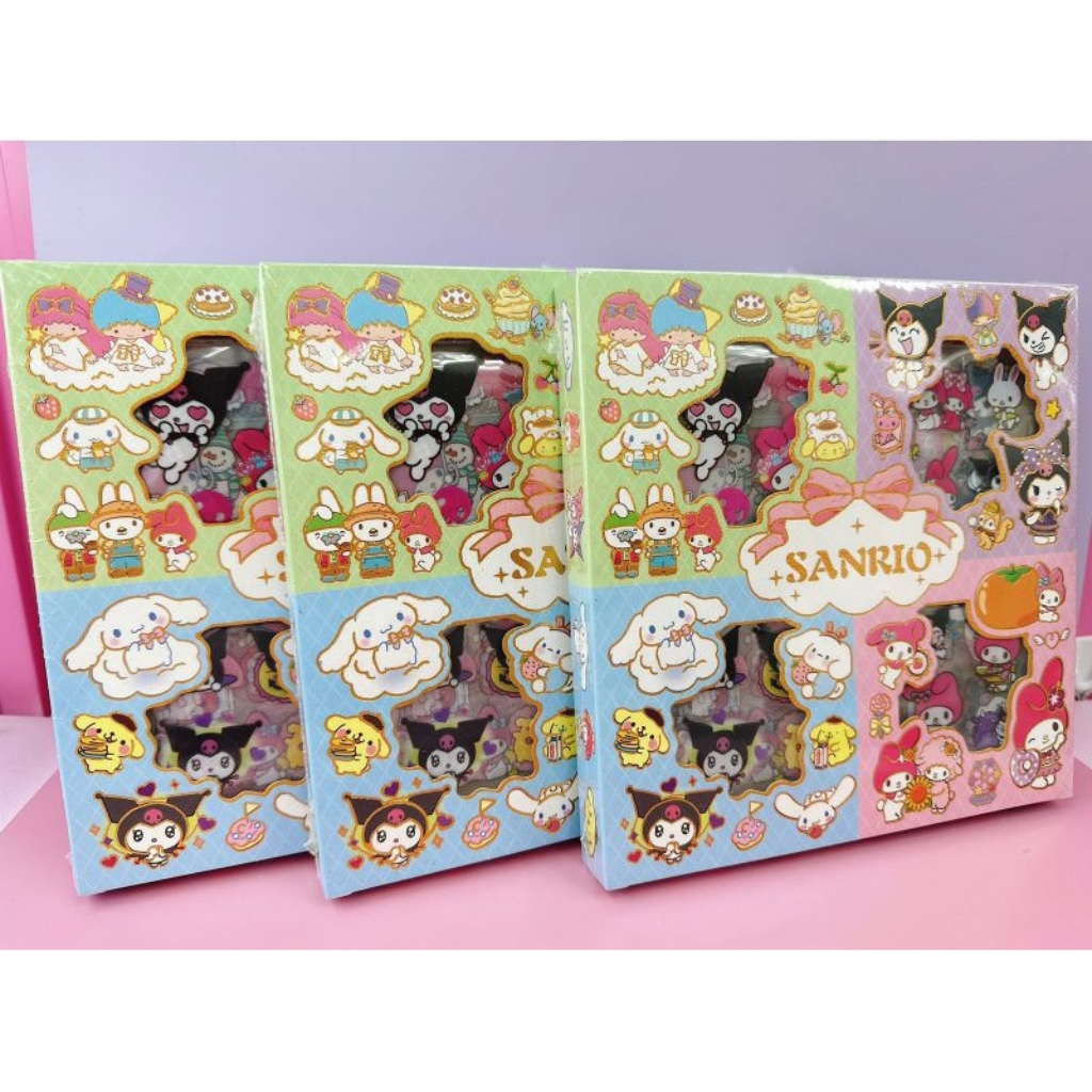 

SANRIO Sticker Lucu 2D Box Isi 100 Pcs PVC Anti Air Stiker Karakter Masu Kuromi Latso Momo