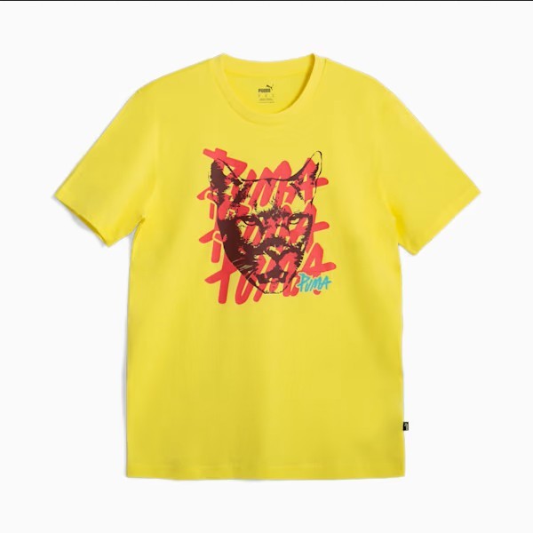 KAOS PRIA PUMA Graphic Cat Tee Lemon Meringue 681715 39