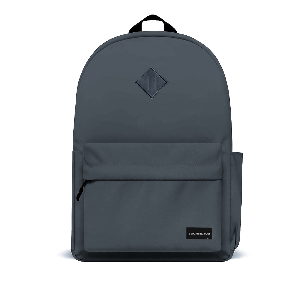 Scommer Backpack Basic Label Grey Yellow - Tas Ransel Pria Abu-Abu Kuning