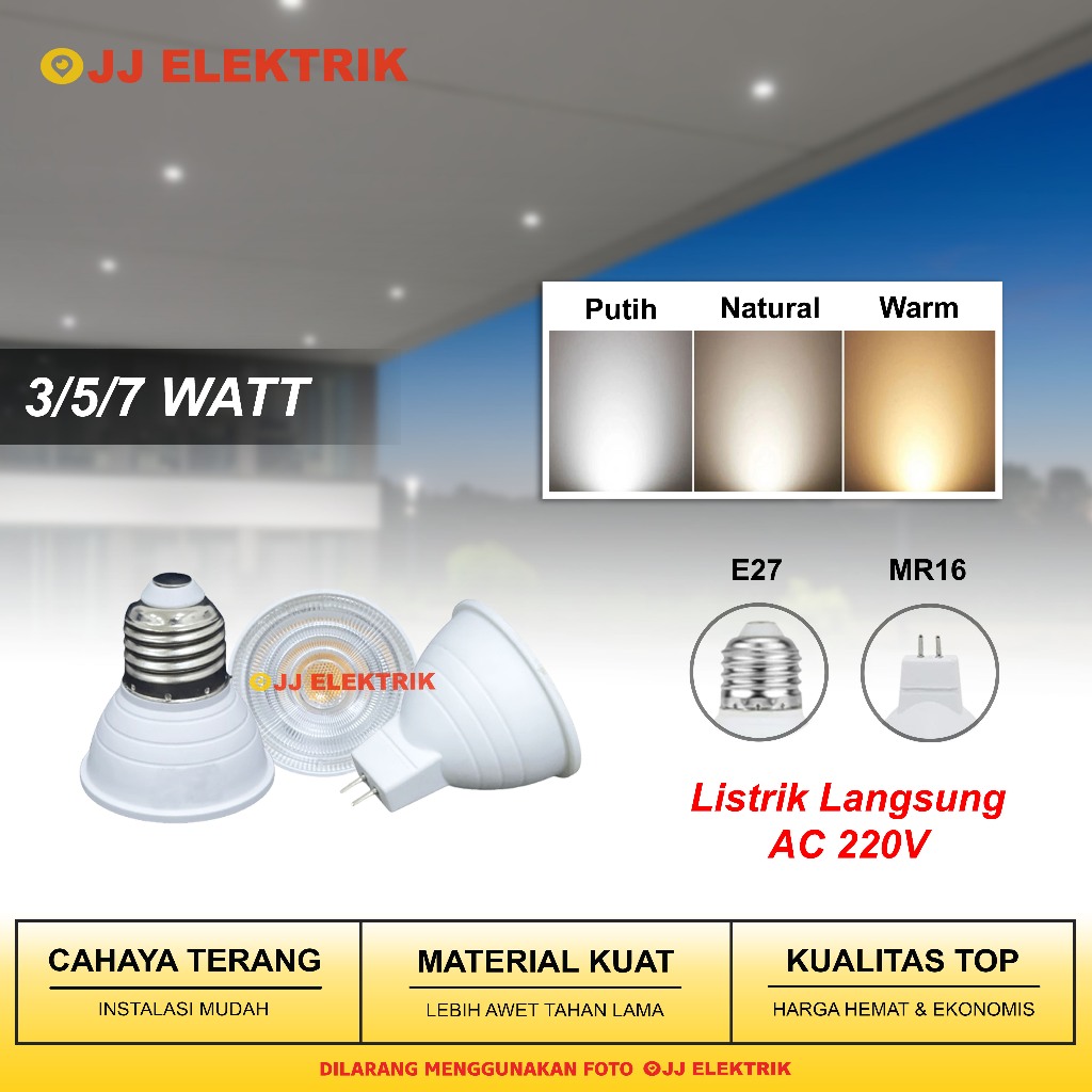 Spotlight LED 3W 5W 7W 12W Fitting E27, MR16 - Lampu Sorot Pengganti Bohlam Halogen