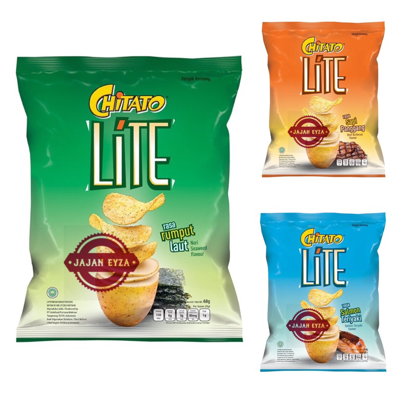 

indofood chitato lite rumput laut 68gr / kripik kentang / chitato lite cheese / chitato lite salmon teriyaki lays original