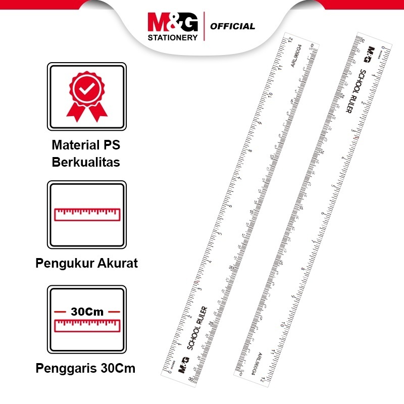 

Penggaris Plastik M&G Plastic PS Ruler 30cm ARL960G4