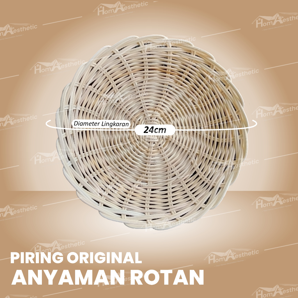 Piring Makan Saji Anyaman Rotan Asli Cirebon Warna Cantik Unik Kecil Cekung Harga Murah Grosir BS668