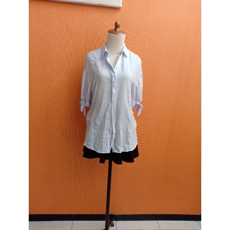 atasan kemeja wanita biru muda pastel CC COLLECT cewek M kerja L kuliah