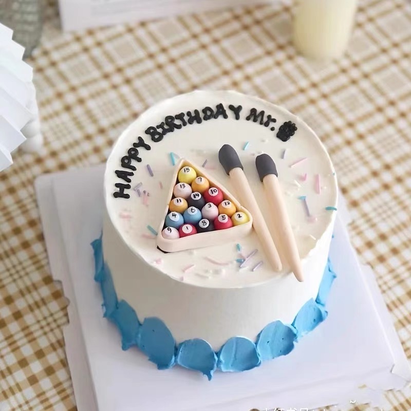 Topper Billiards Bola Meja Biliar Billiar Billiard Dekorasi Hiasan Kue Ulang Tahun Happy Birthday Cake Bday