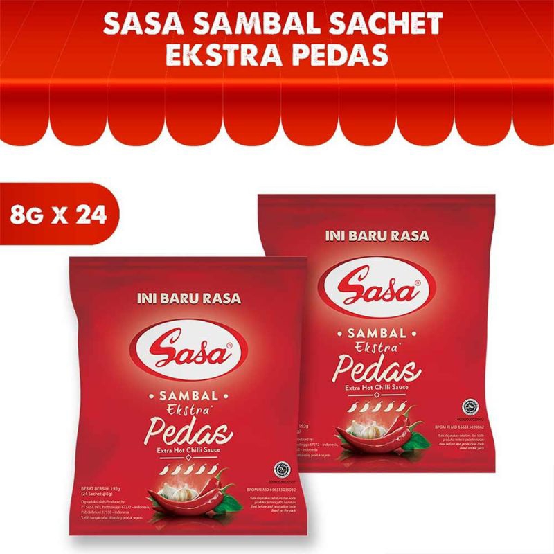 

Saos/Saus Sasa Sambal Extra Hot 24pcs x 8gram