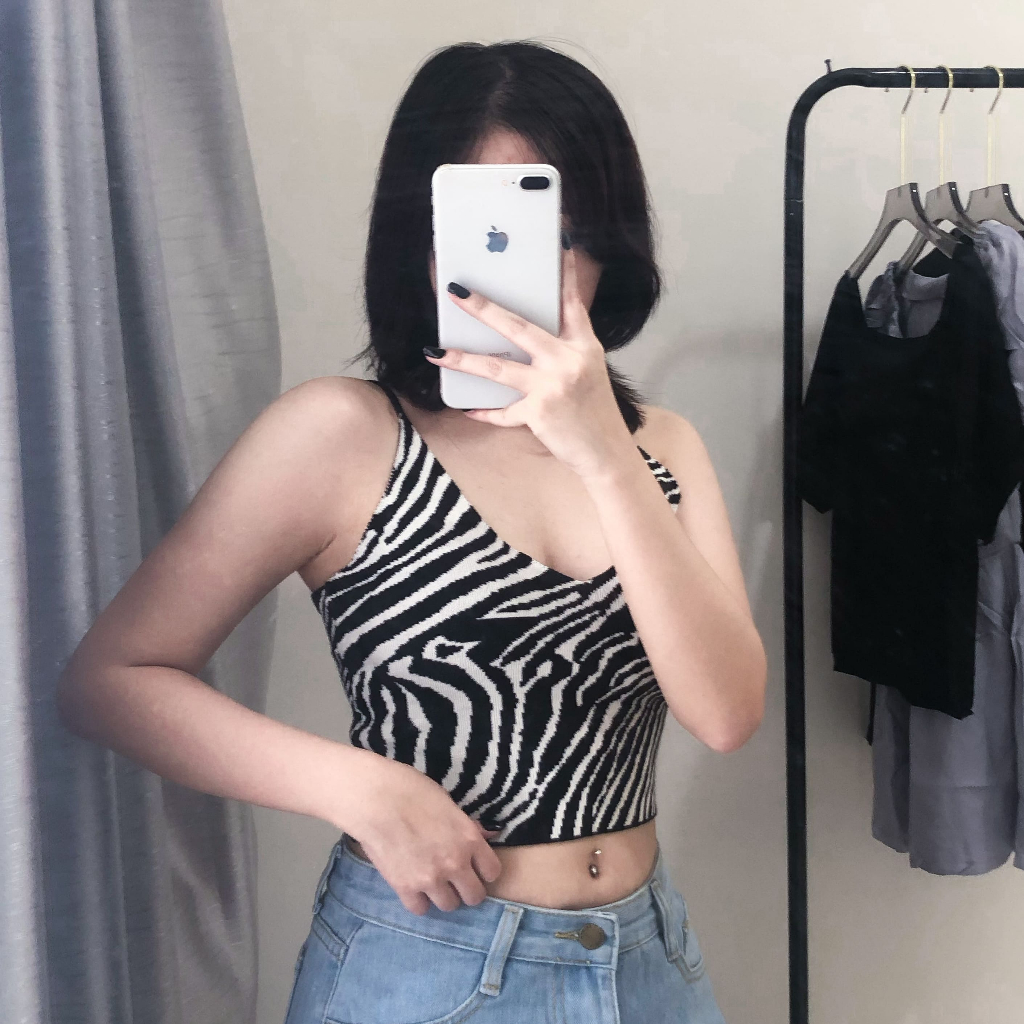 Marilyn Top - Korean Zebra Tank Top Sexy Crop Sleeveless