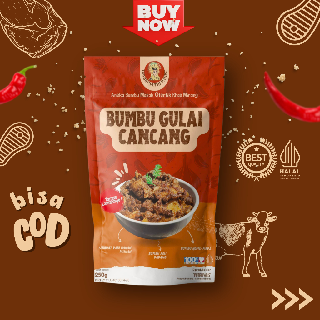 

Bumbu Gulai Cancang/Cincang Putri Paris, Untuk 1/2kg daging, Bumbu masak Praktis