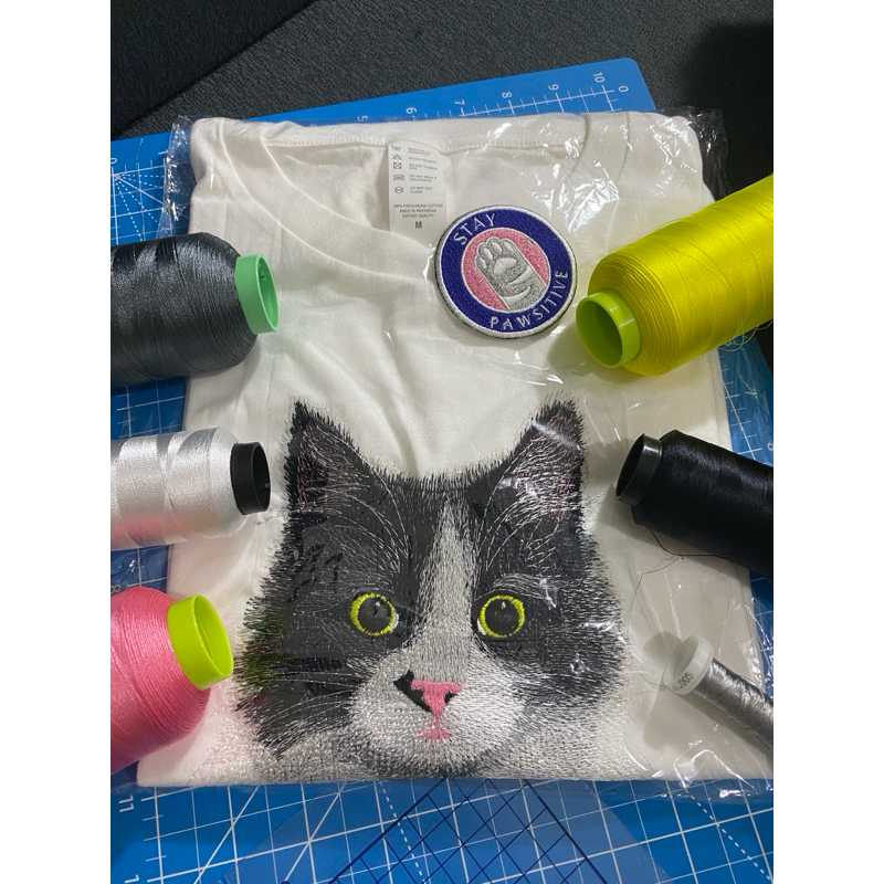 Kaos Bordir Kucing Custom Satuan