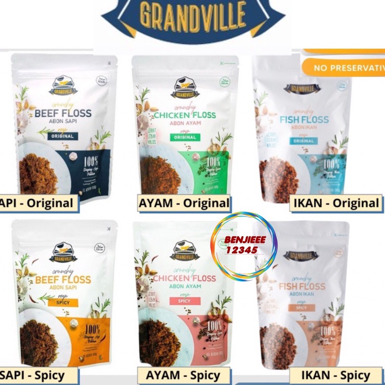 

Belanja hemat 1 Original Grandville Abon Sapi Ayam ikan fish floss original spicy 1g MPASI Bayi crunchy Beef Chicken Abon Grand Ville anak anak dewasa