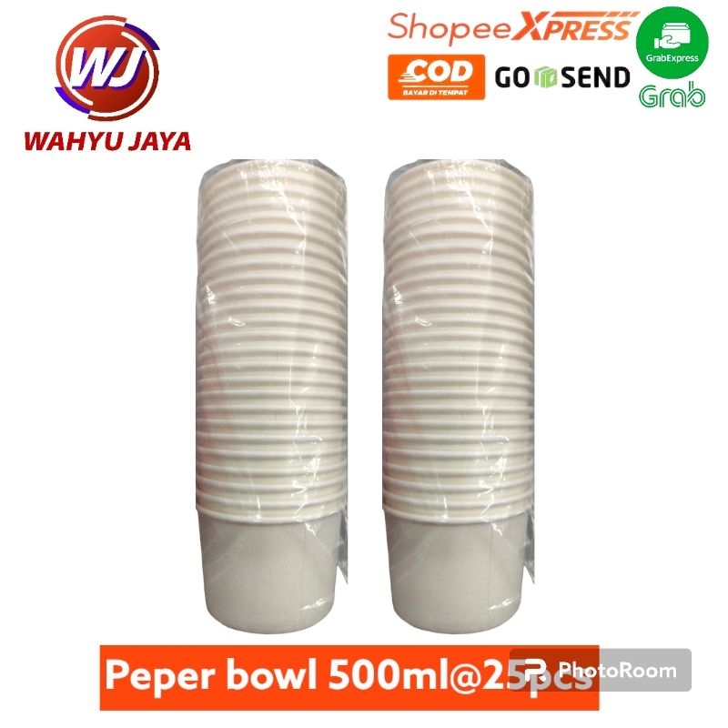 Paper bowl polos 500ml @25pcs