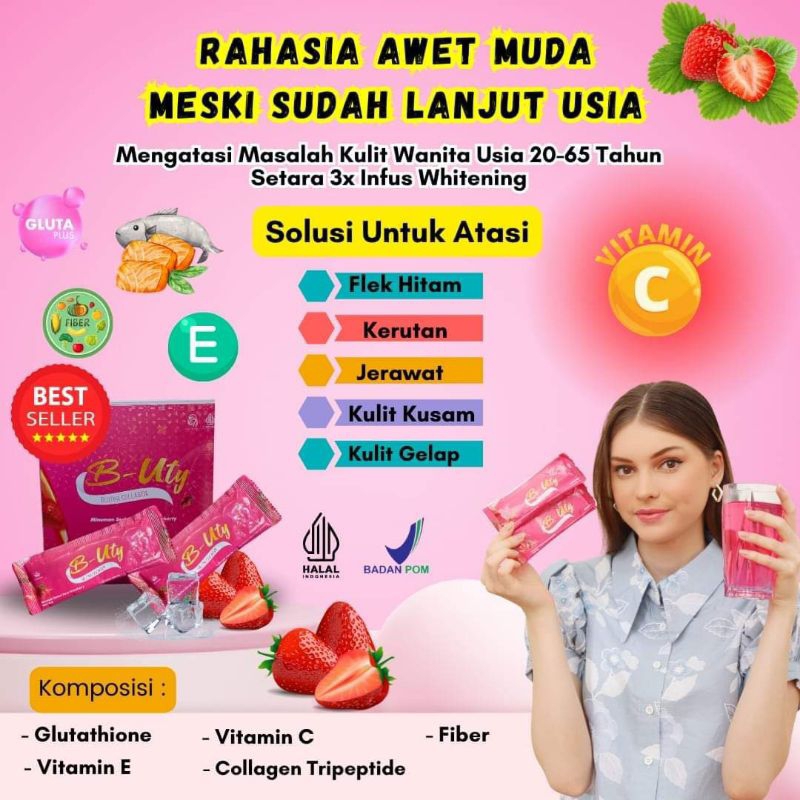 [BISA COD] B-UTY GLUTHA COLLAGEN ORIGINAL 1 BOX ISI 10 SACHET | BUTY GLUTHA COLLAGEN | KEAJAIBAN KEC