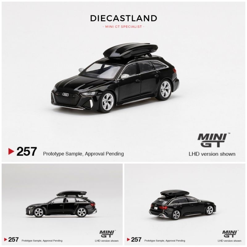 Mini GT #257 Audi RS 6 Avant Mythos Black Metallic w/ Roof Box MGT00257 MiniGT MGT hitam Diecast Min