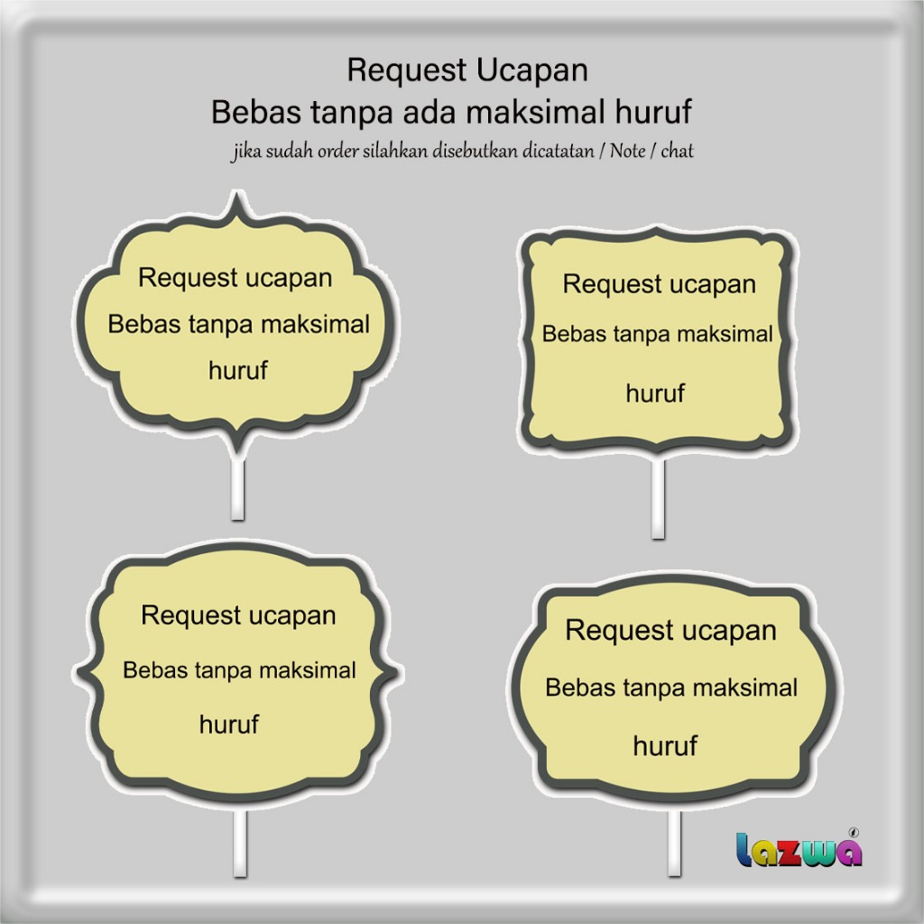 Topper cake custom nama ucapan tanpa ada maksimal huruf