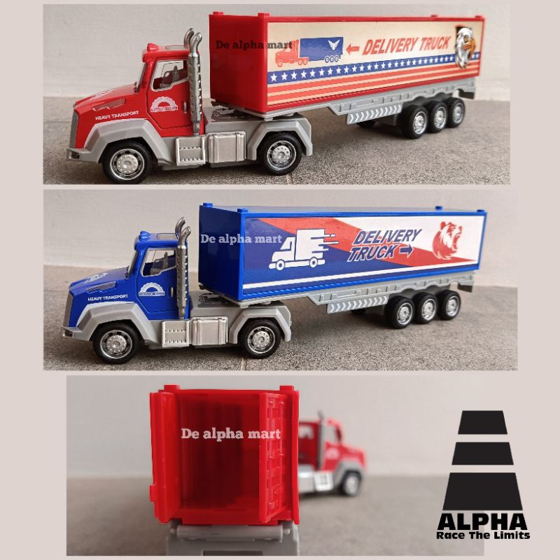 Diecast Truck box Kontainer Cargo Truck Miniatur Die-cast Trucks Box Trailer