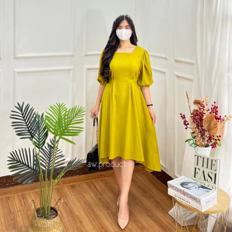 Ha joon dress - korean dress - puff sleeve dress - flare skirt dress - gaun pesta - dress pesta