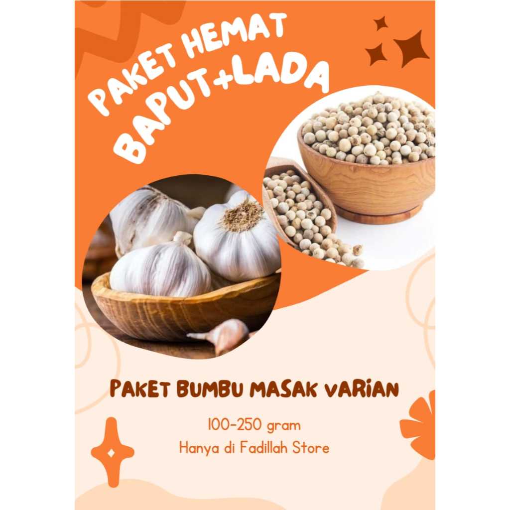 

PAKET HEMAT BAWANG PUTIH,LADA VARIAN 100-250 GRAM