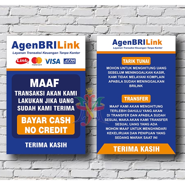 

STIKER VINYL BRILINK PENGUMUMAN 20X30 CM dan 15x20 CM