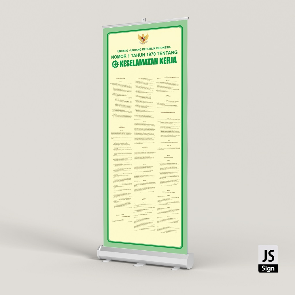 ROLL BANNER SAFETY K3 - UU K3 no.1 Tahun 1970
