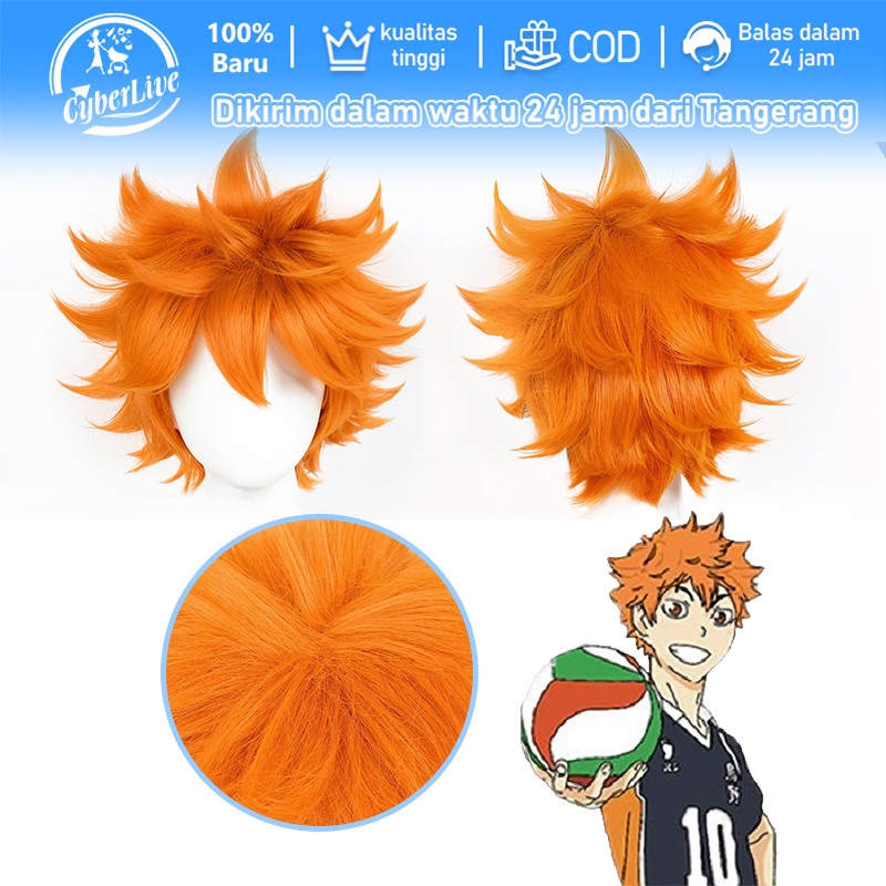 Wig Rambut Palsu Hinata Shoyo Cosplay Haikyuu Untuk Dewasa Dan Anak