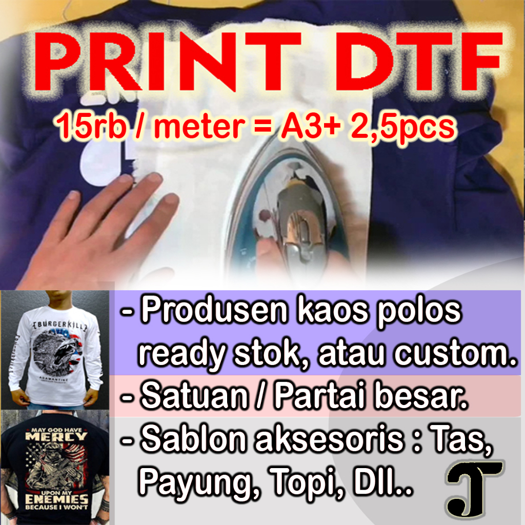 Jasa Cetak DTF Sablon Satuan Meteran Lebar 58cm Hasil Pekat dan Lentur