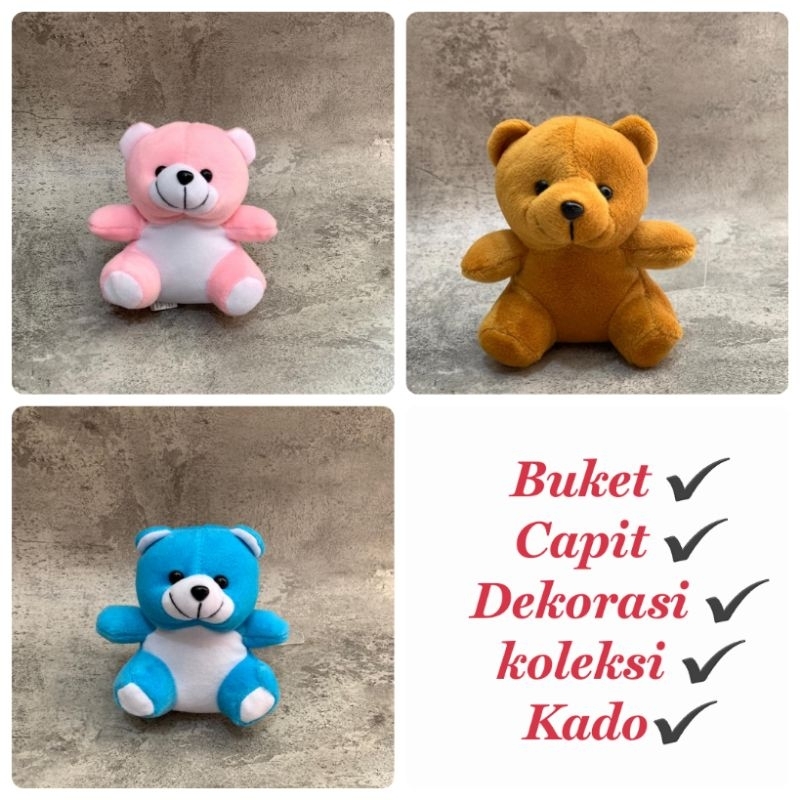 Boneka Teddy Bear Mini Capit 15 cm /Boneka Wisuda /Boneka Capit