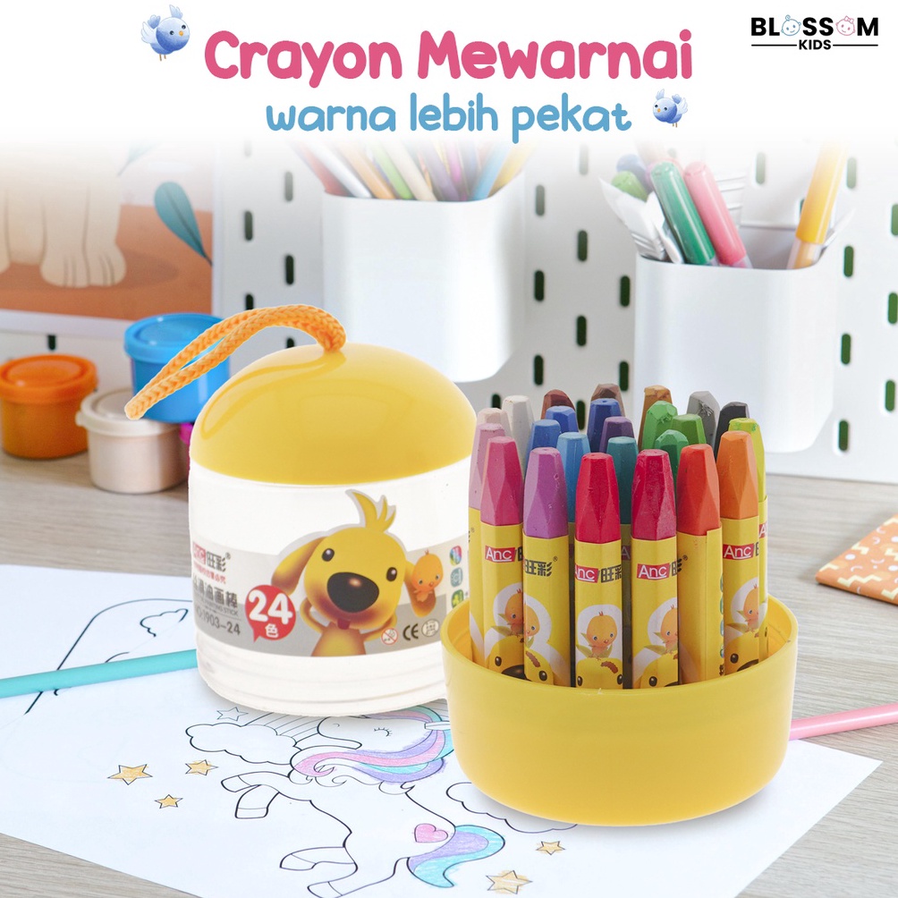 

ijual Murah rayn Anak Mewarnai 24 Warna Krayn il Pastel esain Barrel BLSSM KIS S7A