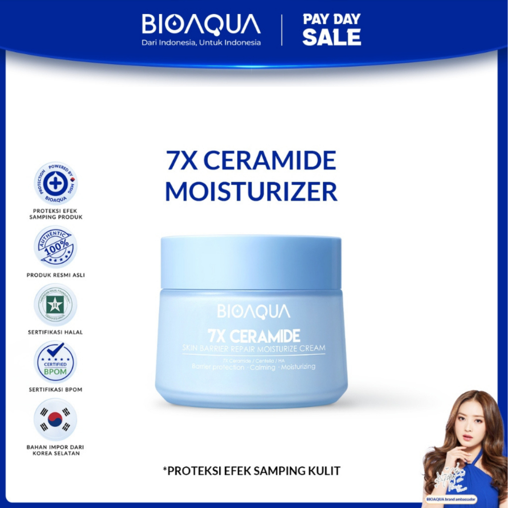 BIOAQUA 7X Ceramide Skin Barrier Repair Moisturizer Cream 50g Pelembab Wajah Cream Pemutih Wajah Day