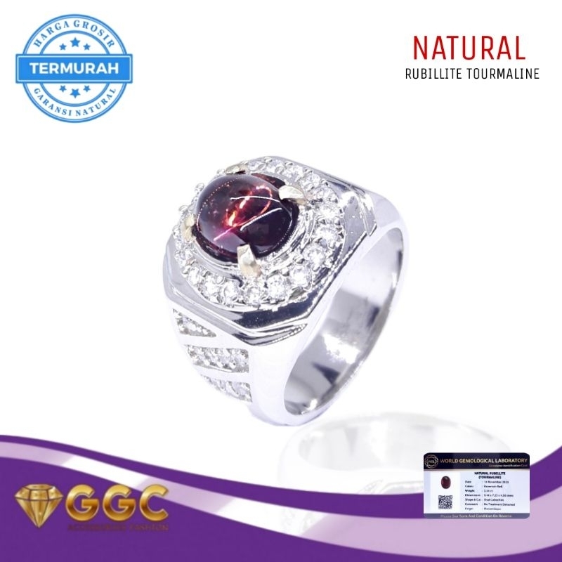 Cincin Natural Rubellite Tourmaline Gem ID Card