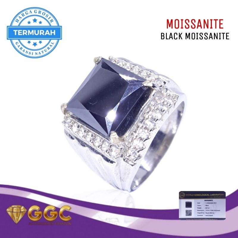 Cincin Pria Diamond Black Moissanite