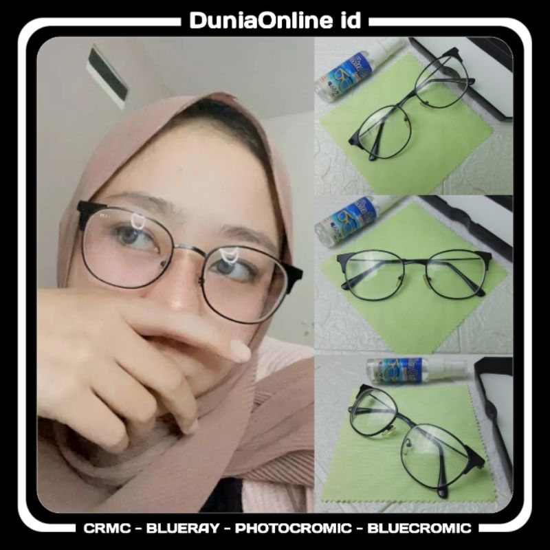 Kacamata Oval Frame full Besi Warna Hitam Laki-Laki Perempuan Lebar 13.3cm Tinggi 4.2cm - 5013