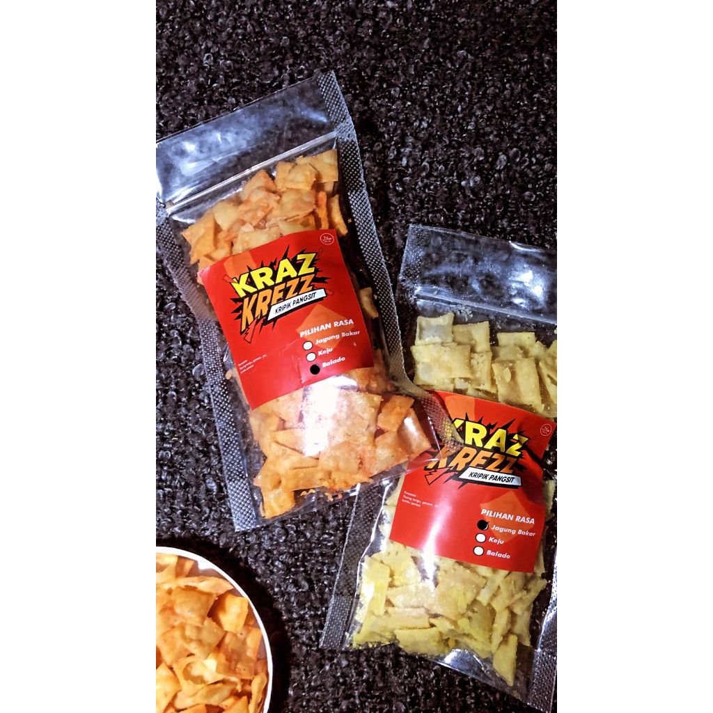 

Krazkrezz Snack Cemilan Kerupuk Keripik Pangsit Aneka Rasa Gurih Pedas