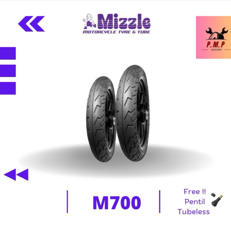 Paket Ban Tubeless Ninja R Mizzle M700 90/80 Ring 17 & 100/80 Ring 18 Free Pentil Tubeless