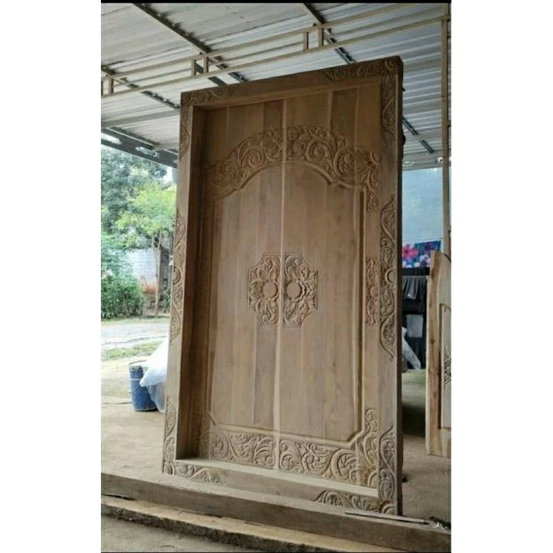 pintu rumah minimalis ukir modern / klasik ful kayu jati