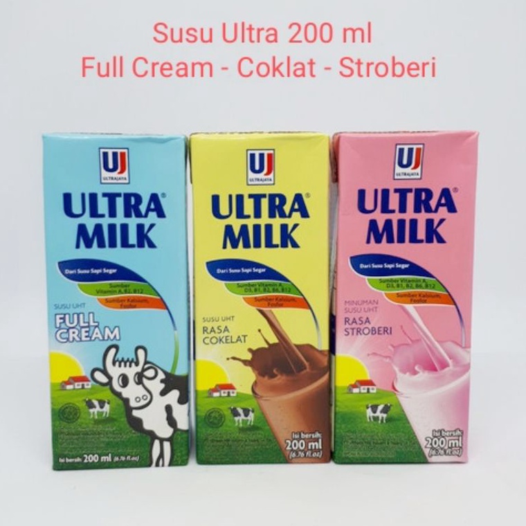 

Hot Sale SUSU ULTRA 2 ML SUSU KOTAK UHT COKELAT STROBERI FULL CREAM